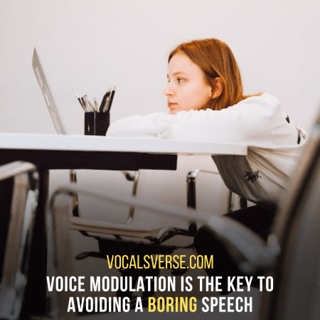 Avoid boring speech by use of voice modulation