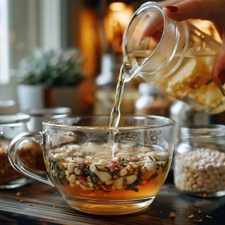 Preparing marshmallow root herbal tea